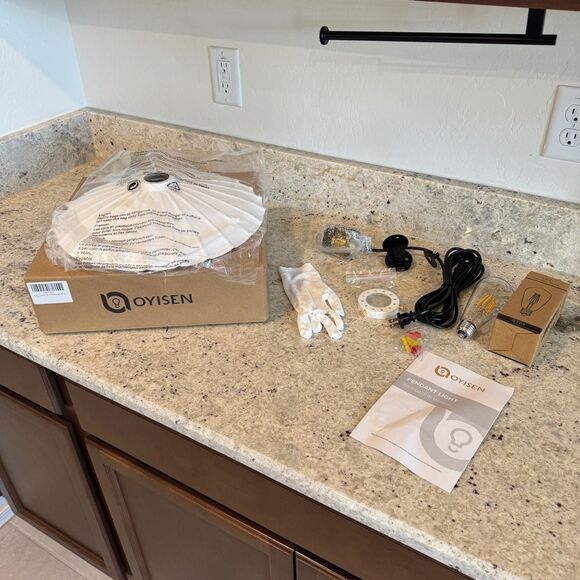 NEW Hanging Plug in Pendant Light 13.8 Inch Round Metal Shade Vintage White - Picture 3 of 6